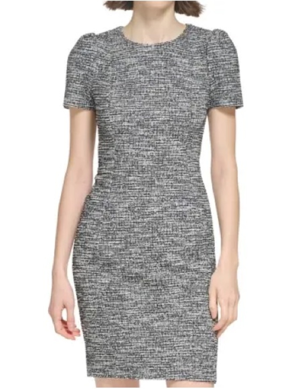 Calvin Klein Gray Heathered Short Sleeve Sheath Dress